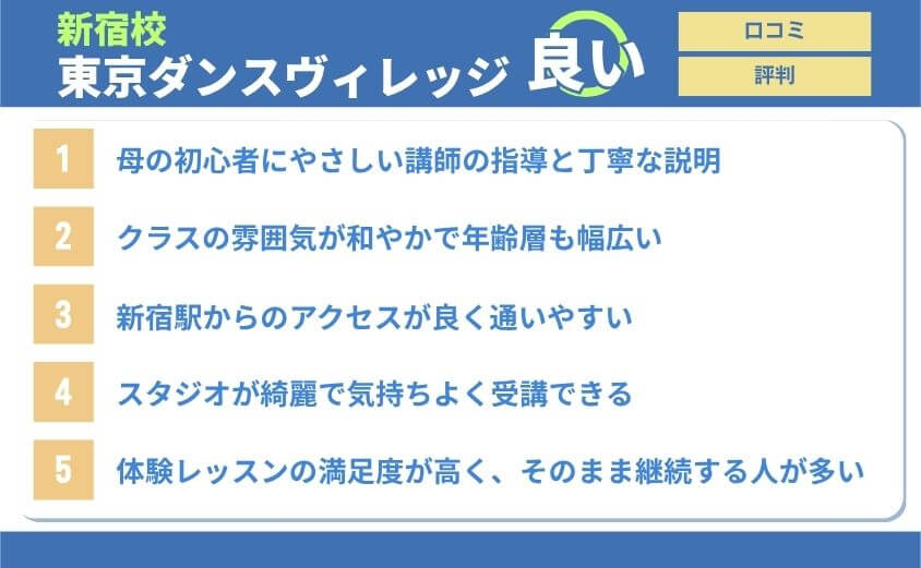 東京ダンスヴィレッジ新宿校・良い口コミ