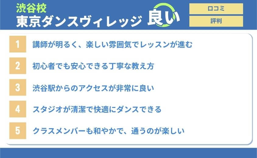 東京ダンスヴィレッジ渋谷校良い口コミ